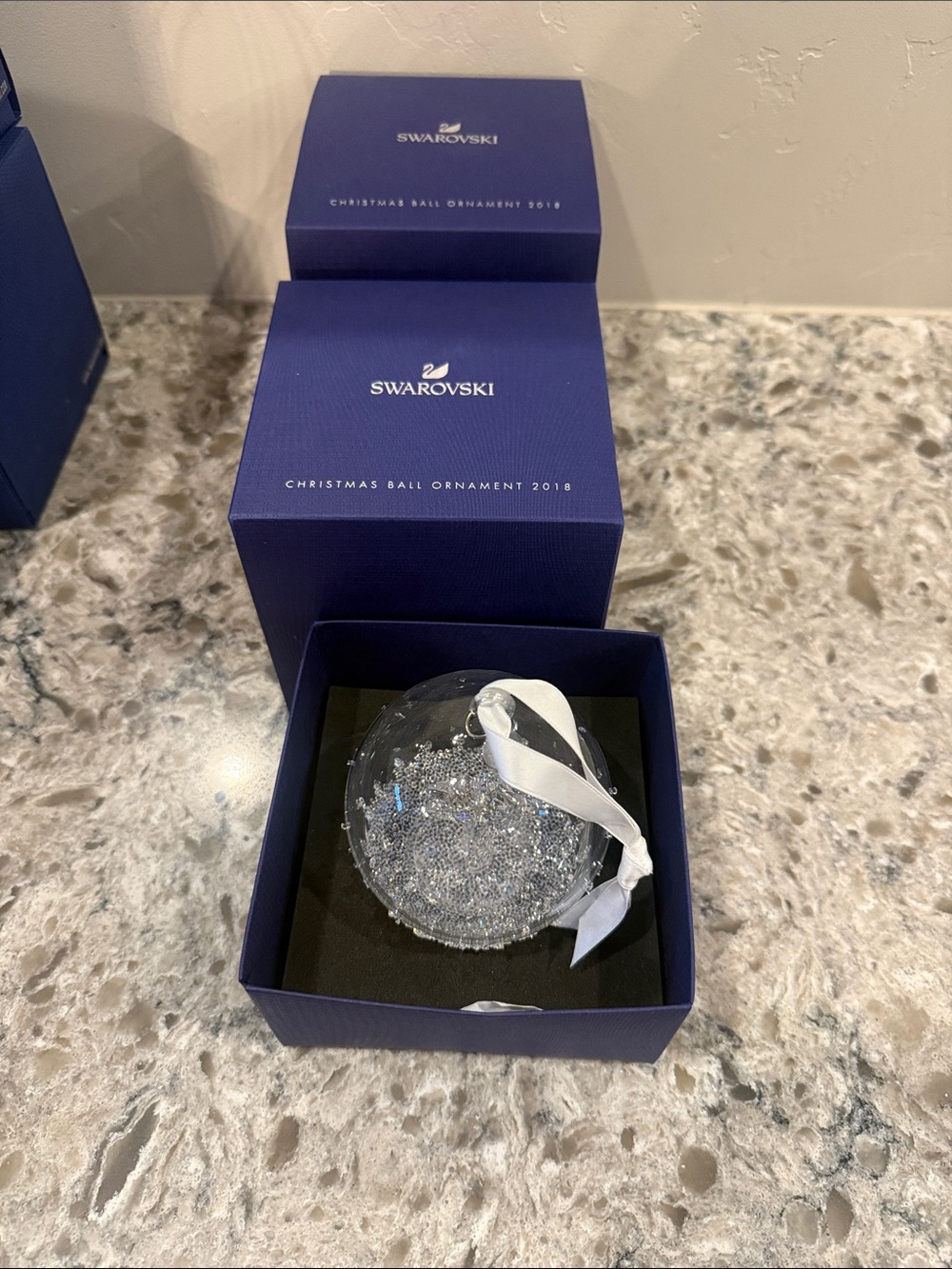 Swarovski Christmas Ball Ornament Annual Edition 2018 with White Ribbon